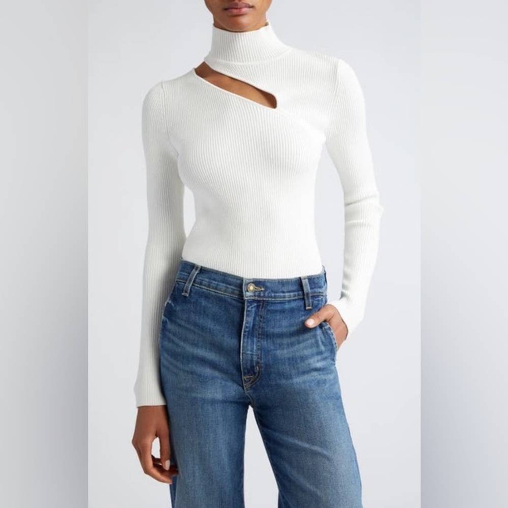 Ramy Brook Women's Lexi Rib-knit Slash Sweater In Ivory